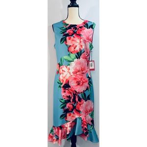 Vince Camuto Women Sheath Blue Floral Dress Size 14